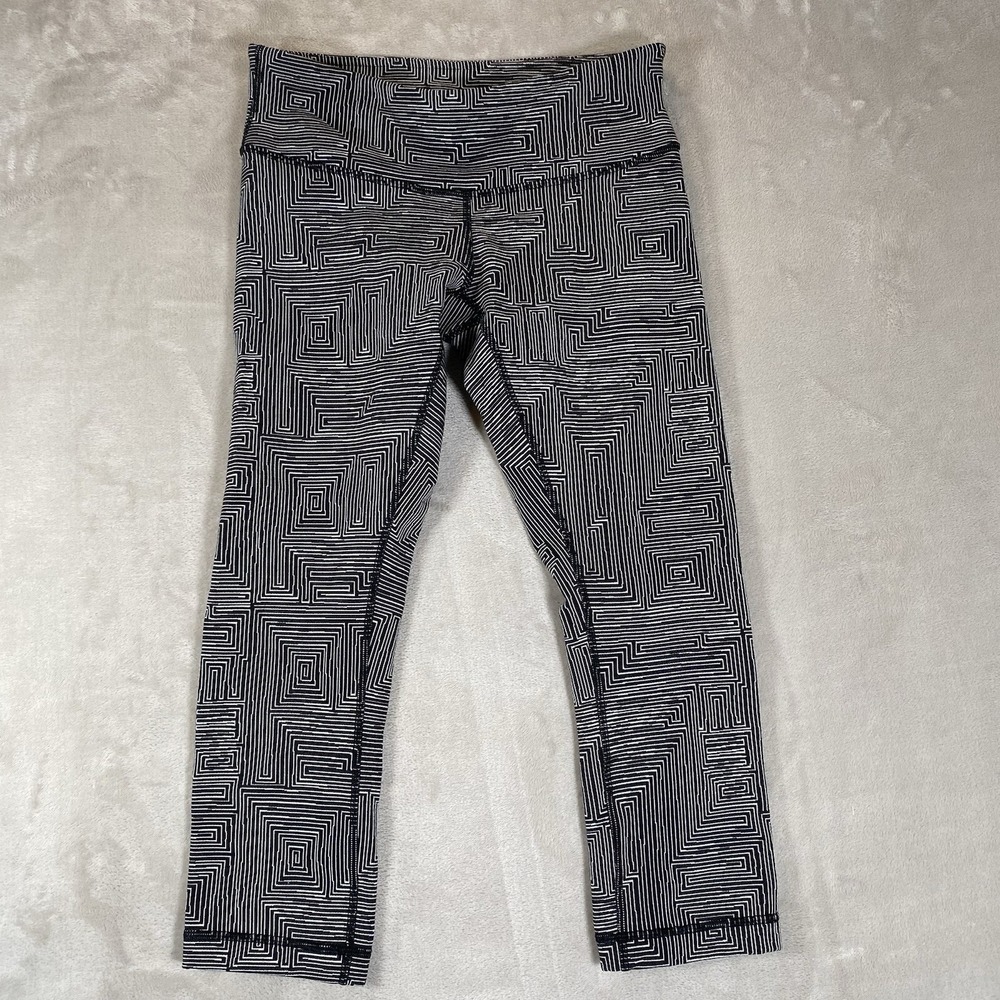 Lululemon Pants Womens Leggings Wunder Under 6 Black‎ Geometric